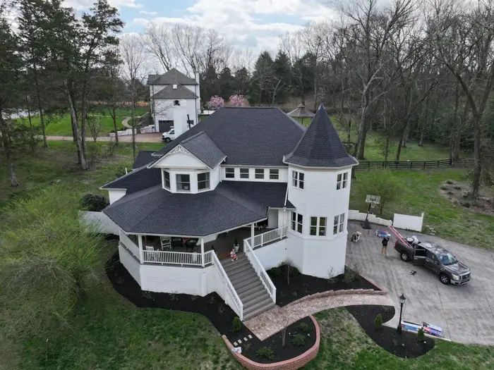 Victorian-style home with turret and a new architectural shingle roof, Middle Tennessee
