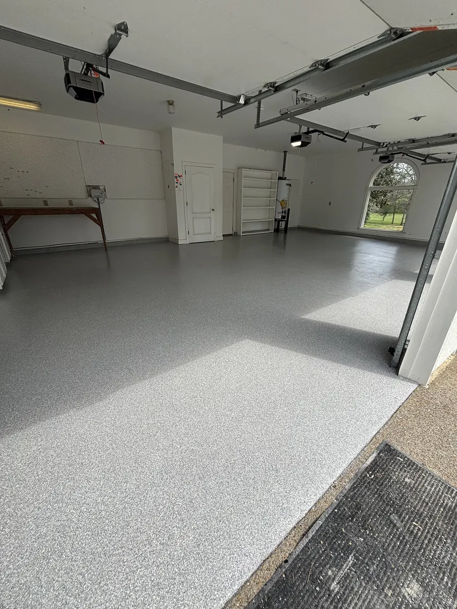 Light Gray Flake Garage — Penntek polyurea flake system by Three Stone in Middle Tennessee