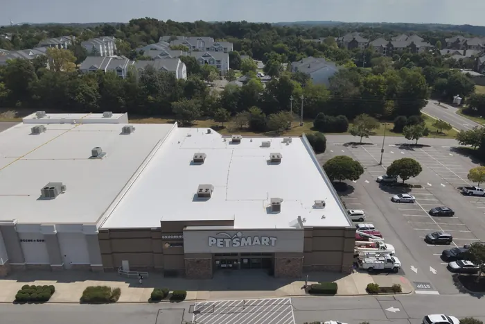 Retail roof — Carlisle SynTec mechanically fastened 60-mil TPO installed by Three Stone