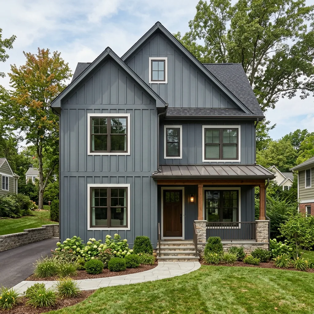 Board and batten James Hardie siding on a modern farmhouse